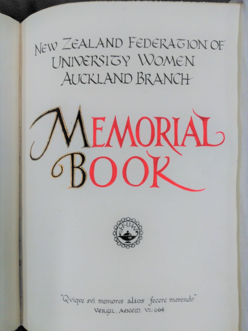 NZFUW Auckland Memorial Book